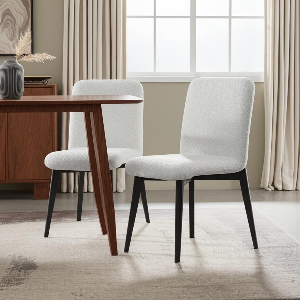 HomeRoots Set of Two White and Black Upholstered Boucle Dining Side Chairs - 23' X '32' X '18.5