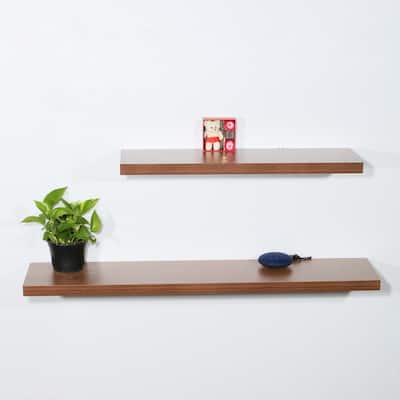 Set of 2 Modern and Contemporary JD Walnut Floating Shelf - 47.2*9.25*1.5 inches