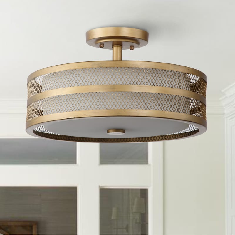 SAFAVIEH Lighting Greta 3-light Veil Gold Ceiling Light - 15.75"x15.75 "x9.625"