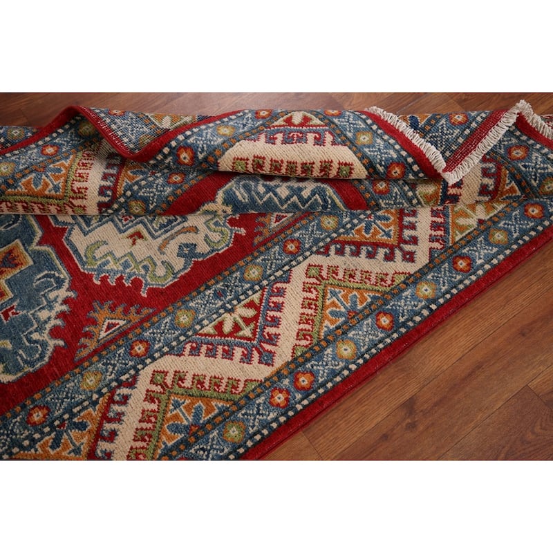 Traditional Kazak Accent Rug Hand-Knotted Red Wool Carpet - 3'3" x 5'4"