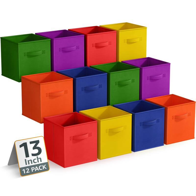 Sorbus Large Storage Bins - Sturdy Fabric Cubes with Handle 12 Pack - 13"L x 13"W x 13"H