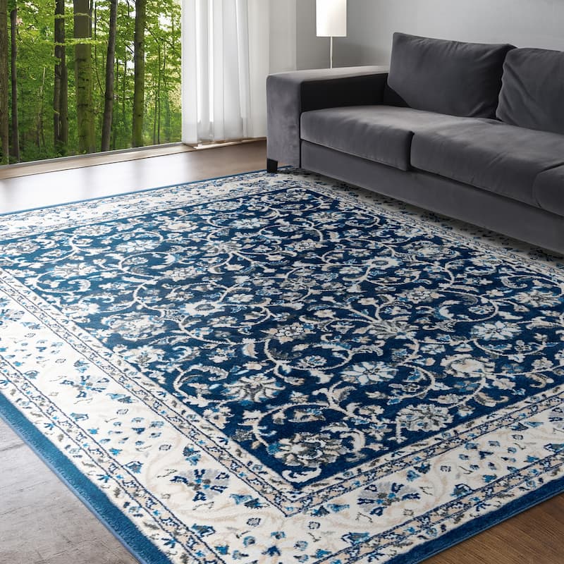 Carrington Traditional Border Indoor Area Rug - 8'9'' x 12'3'' - Dark Blue