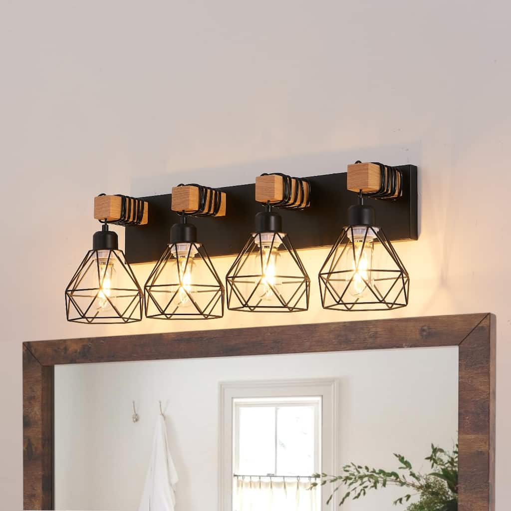 KISRAIS Farmhouse Bathroom Vanity Light with 4/5/6 Lights for Bathroom, Hallway (Bulb Not Included)