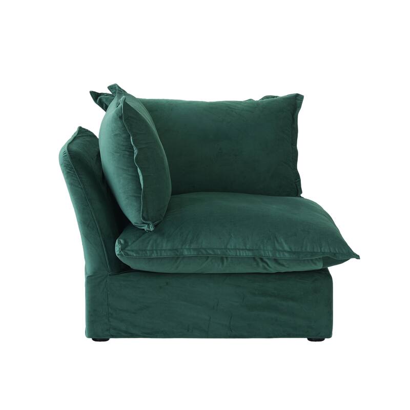 6 Piece U-shaped Velvet Upholstery Modular Sectional Sofa with 2 Ottoman