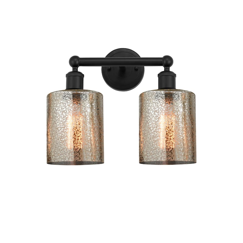 Innovations Lighting 616-2W-12-14 Cobbleskill Vanity Cobbleskill 2 - Matte Black / Mercury