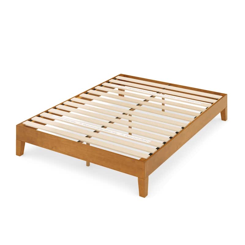 Priage by ZINUS Rustic Pine Wood Deluxe Platform Bed Frame