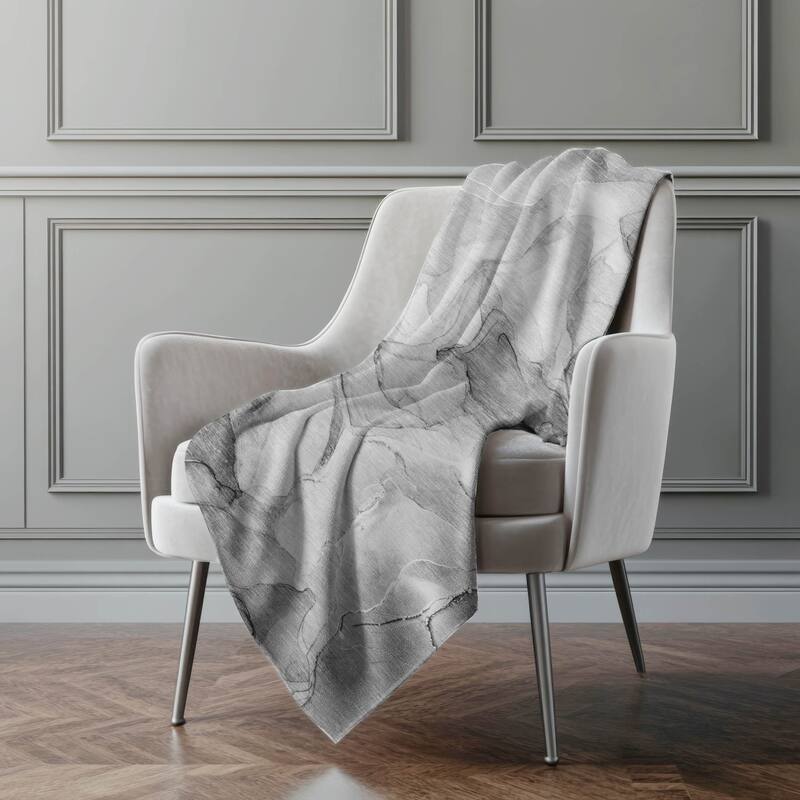 Premium Machine Washable Abstract Contemporary Sherpa Throw Blanket - Gray - 4'2" x 5'10"