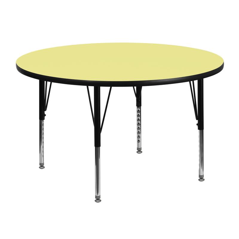 48'' Round Thermal Laminate Activity Table - Adjustable Short Legs - 48"D x 48"W x 16.125" - 25.125"H - Yellow