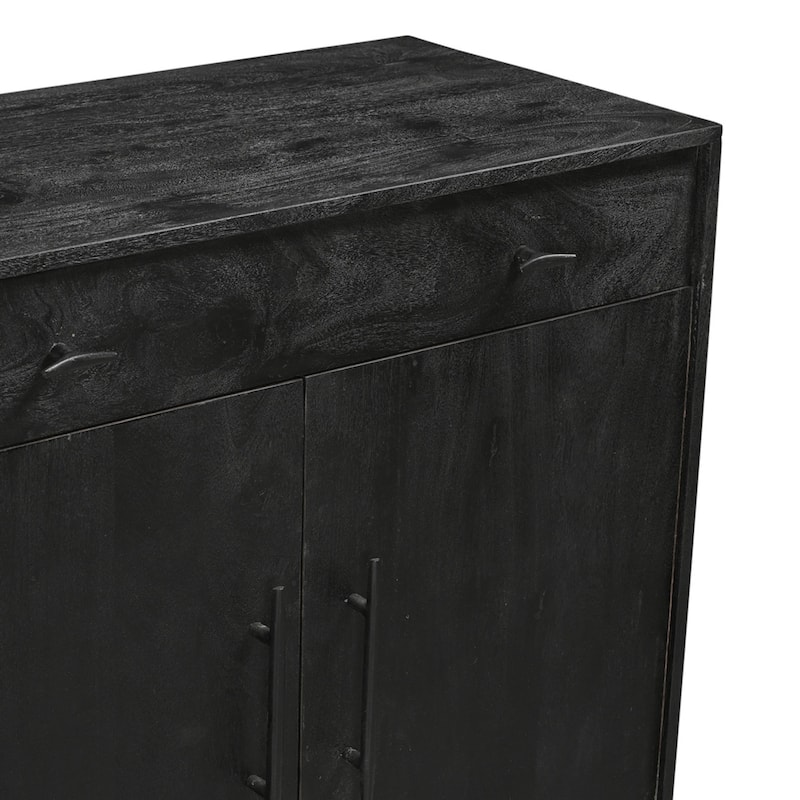 Grackle Solid Wood 4 Door Sideboard Buffet Sideboard Cabinet - Black