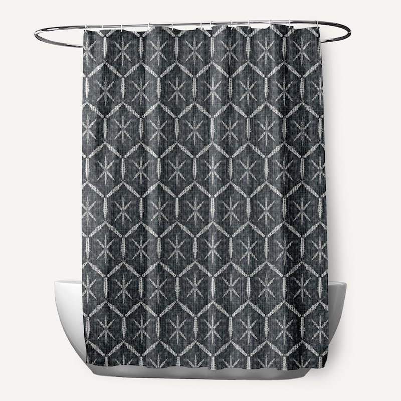 Tuinched Geometric Print Shower Curtain - Charcoal