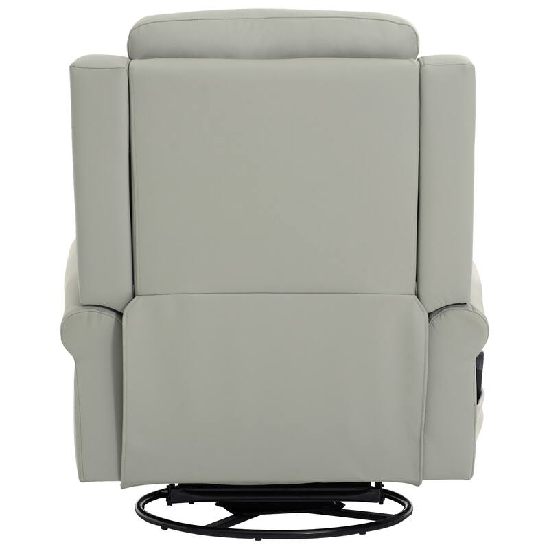 Roomfitters Manual Massage Swivel Rocker Recliner Chair with Heat and Side Pocket, PU Leather
