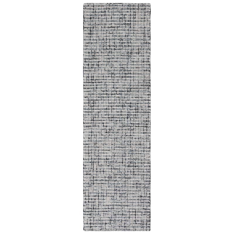 SAFAVIEH Handmade Abstract Lottie Modern Wool Rug - 2'3" x 12' Runner - Dark Grey/Ivory - Runner