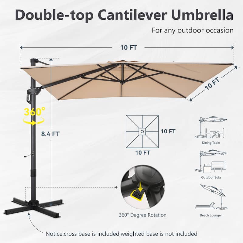 MAISON ARTS 12 FT Cantilever Umbrella 360 Degree Rotation & 6-Tilt Adjustable