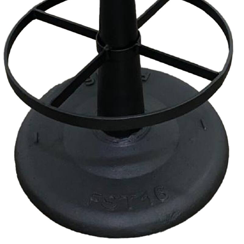 Myra Mushroom Counter Stool, Brown Ribbed Leather, Dark Gray Iron Base