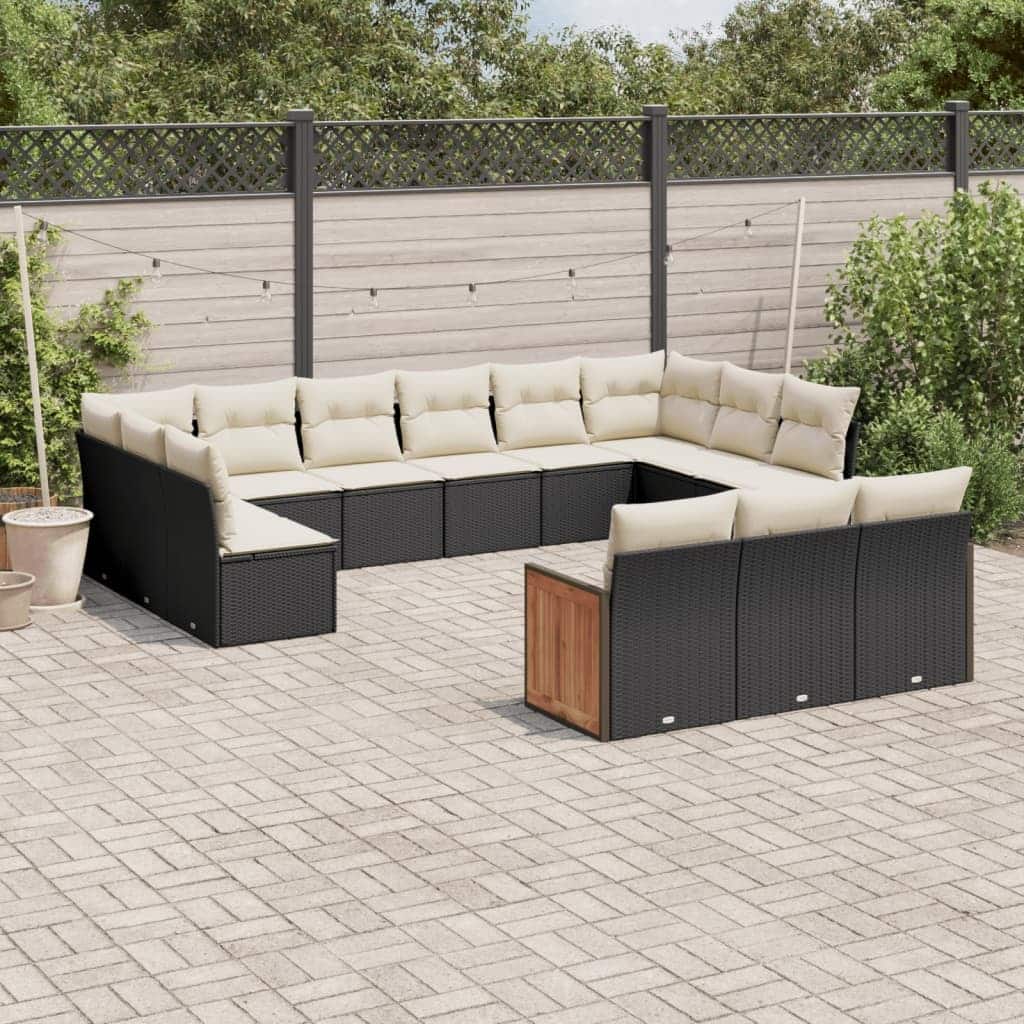vidaXL Patio Sofa Set with Cushions Outdoor Conversation Furniture Poly Rattan