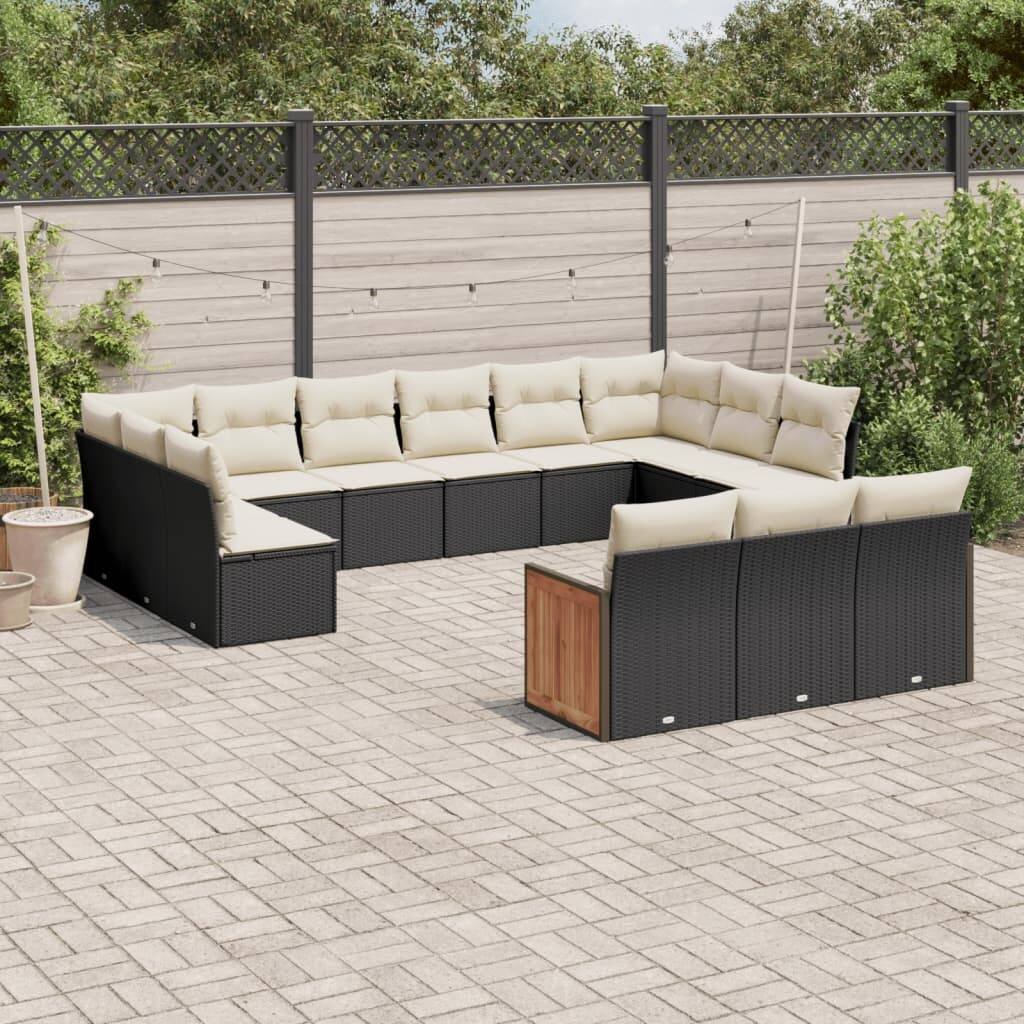 vidaXL Patio Sofa Set with Cushions Outdoor Conversation Furniture Poly Rattan