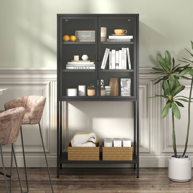 Tall Bookcase Modern Bookshelf Cabinet for Home Office, Living Room
