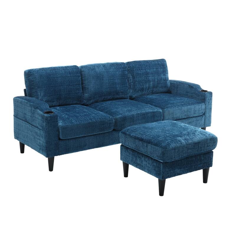 Convertible Sectional Sofa Couch, L-Shape Cozy Sofa Couch Set 4 Seat Sofa Sectional with Storage Ottoman for Living Room