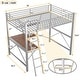 preview thumbnail 15 of 20, Full Size Loft Bed with Desk and Shelf, Sturdy Metal & MDF Frame