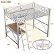 preview thumbnail 4 of 9, Full Size Loft Bed with Desk and Shelf, Sturdy Metal Frame, Silver