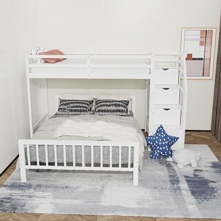 Twin over Full Loft Bed with Staircase - Bed Bath & Beyond - 35369588