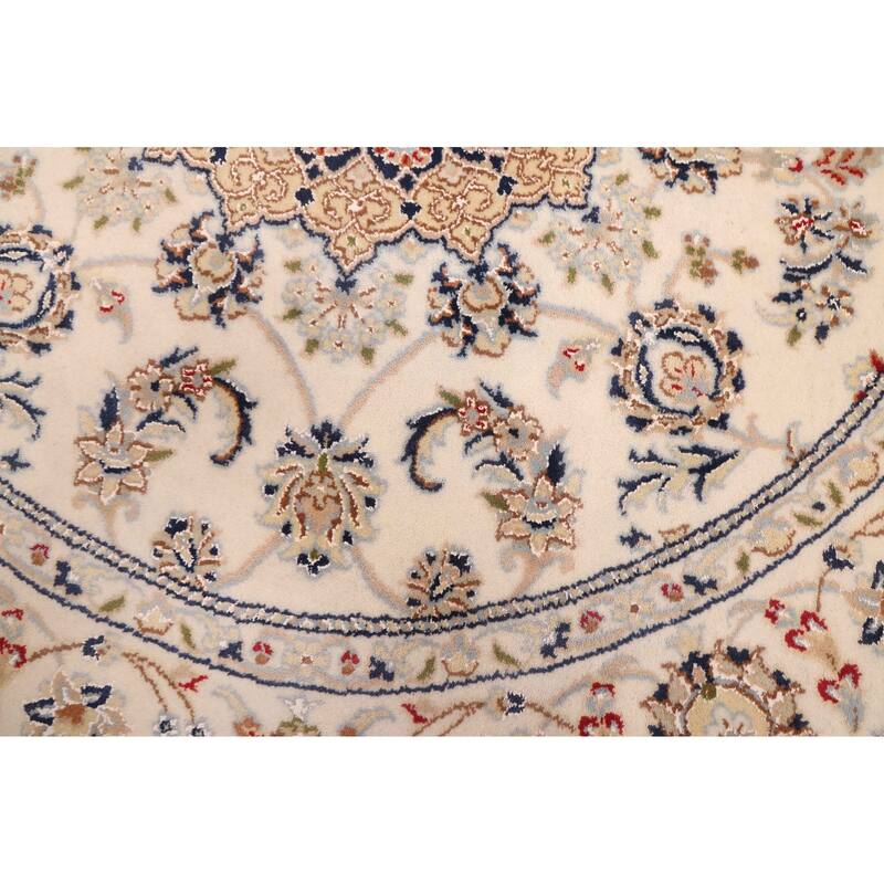ECARPETGALLERY Hand-knotted Nain Cream Silk, Wool Rug - 5'0 x 5'0