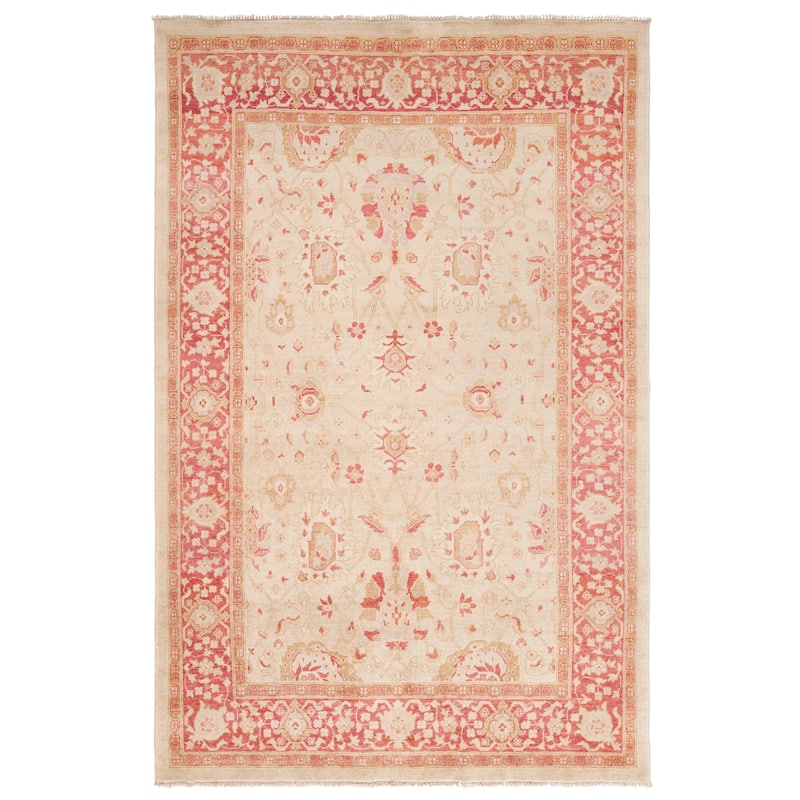 SAFAVIEH Couture Hand-knotted Samarkand Valli Traditional Oriental Wool Rug - 6' x 9' - Ivory/Rust