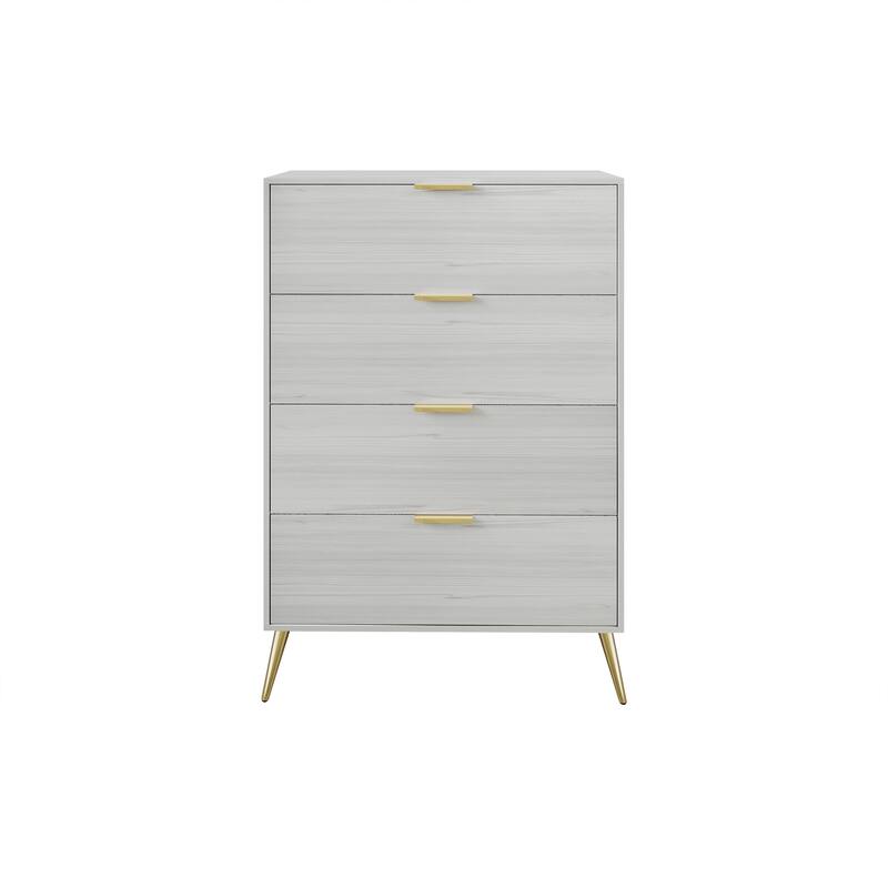 CraftPorch Contemporary 4-Drawers Wooden Chest - Light Grey