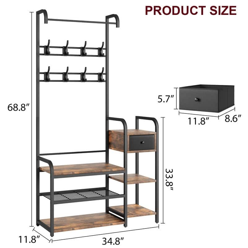 Square tube drawer hallway rack