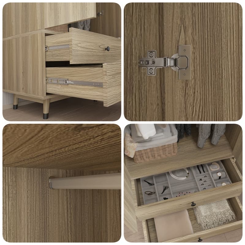 Wooden Armoire with 2-Drawer and 2-Door