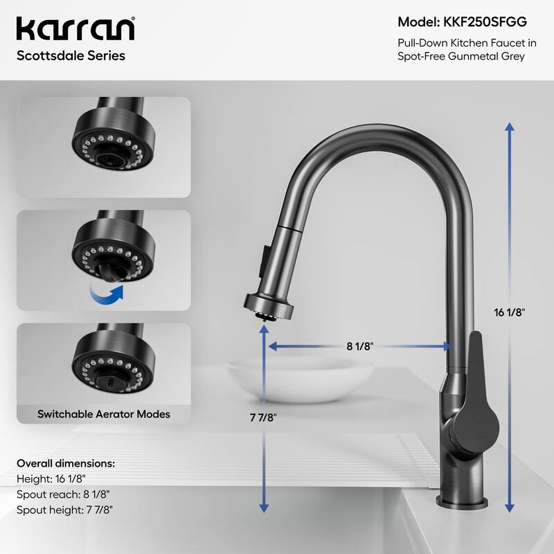 Karran Scottsdale Single Handle Pull-Down Sprayer Kitchen Faucet