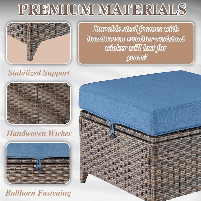 Outdoor Rattan Gliding Chair with Ottomans - Brown