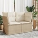preview thumbnail 53 of 152, vidaXL Patio Sofa with Cushions Outdoor Seating Sectional Sofa Poly Rattan 24.4 x 48.8 x 27.2 in - Beige and cream 2-Seater