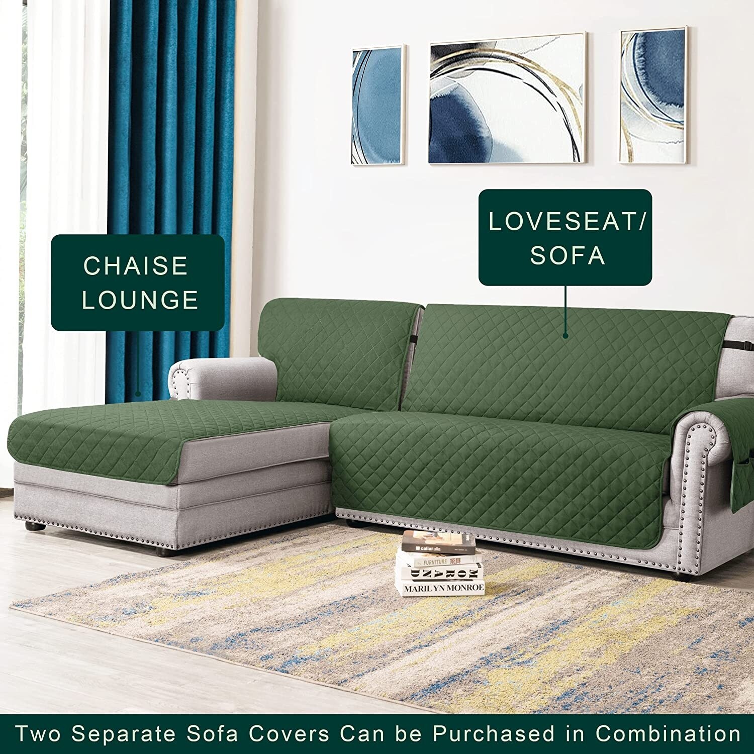 CHUN YI Reversible Chaise Lounge Slipcover with Adjustable Straps
