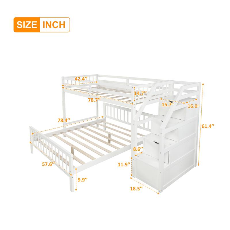 Twin over Full Loft Bed with Staircase