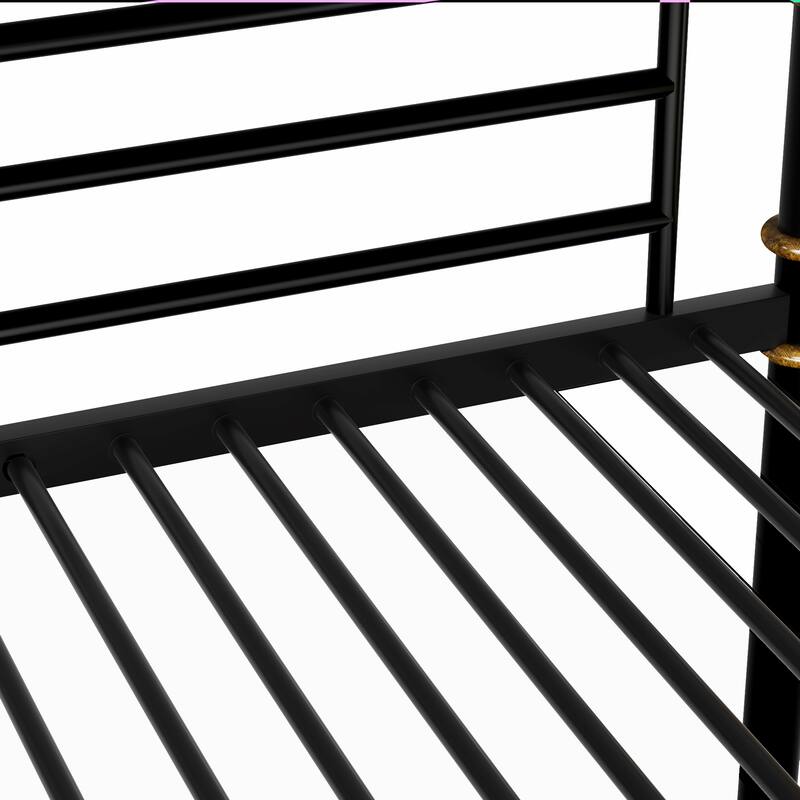 Industrial Detachable Twin XL Metal Bunk Bed with Safety Guard Rails, Black