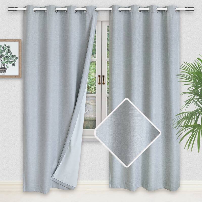 Elle 100% Blackout Grommet Curtains, 2 Panels - Grey - 50"x63"