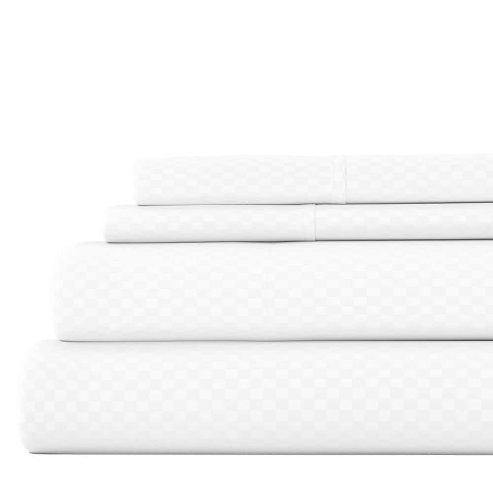 Becky Cameron Premium Checkered Pattern Microfiber 4-piece Deep Pocket Bed Sheet Set