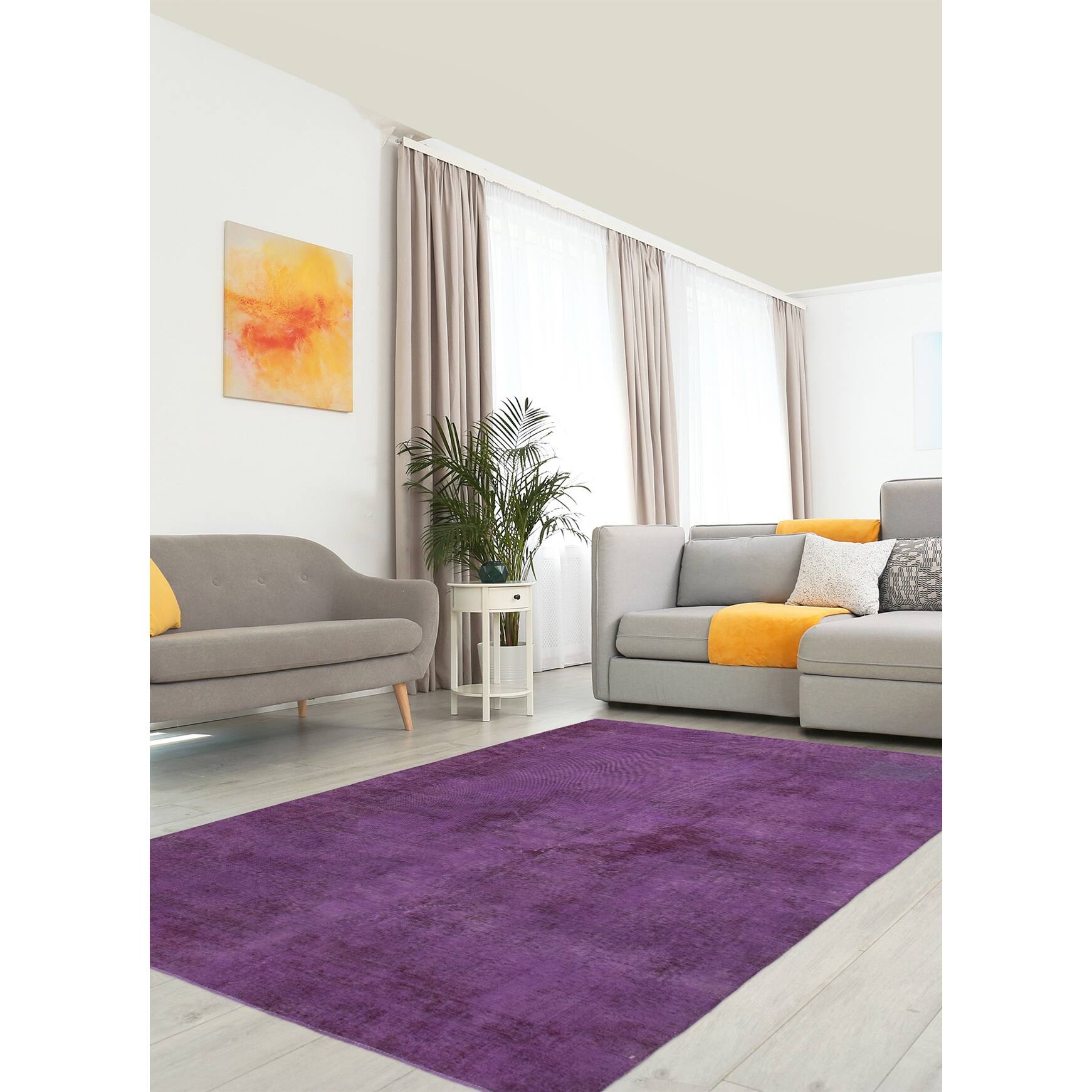 ECARPETGALLERY Handknotted Color Transition Purple Wool Rug 5'8 x 8