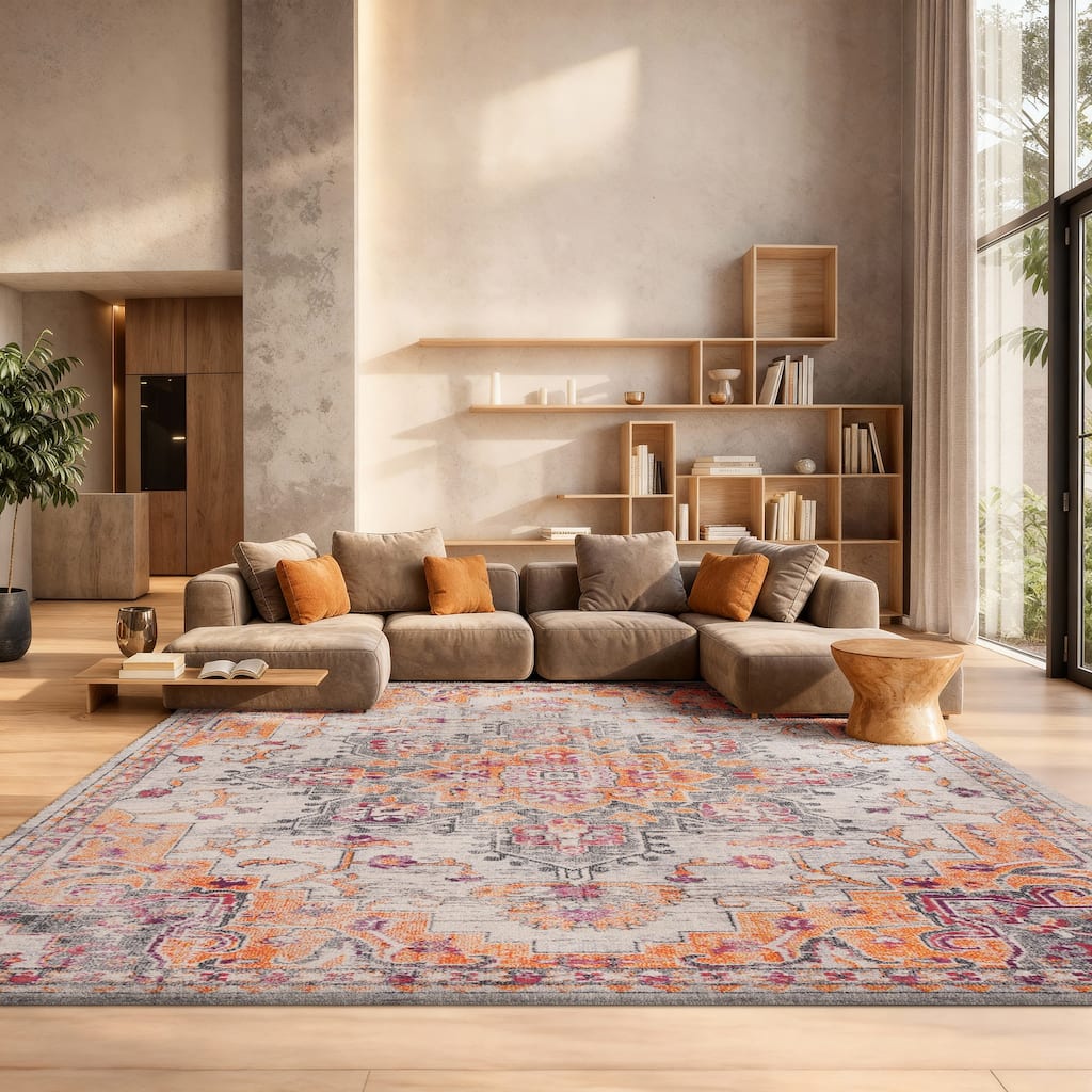 SAFAVIEH Madison Katelijne Boho Medallion Distressed Rug
