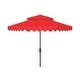 preview thumbnail 20 of 20, SAFAVIEH 9ft Outdoor Patio Umbrella, Double Top with Valance - UV Resistant, Auto Crank Tilt Red