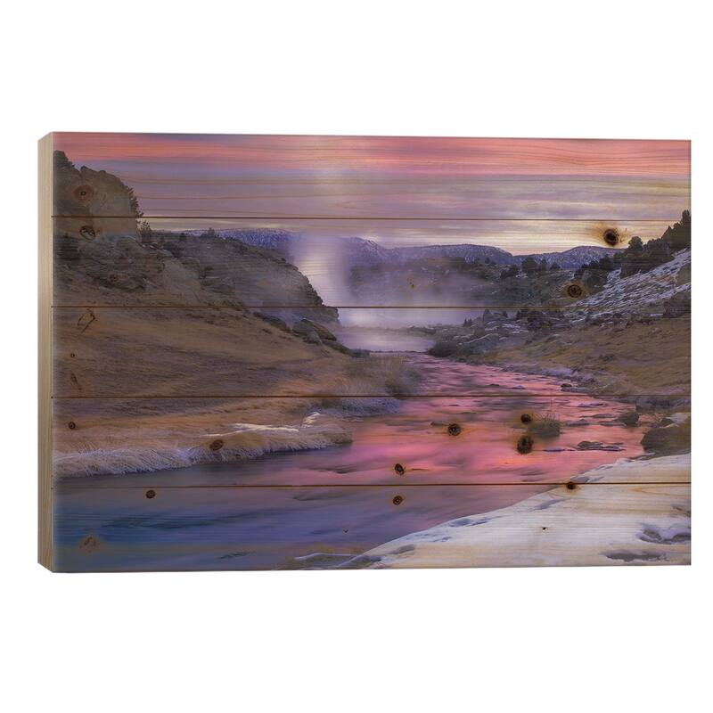Hot Creek At Sunset, Natural Hot Spring In Mammoth Lakes Region, California Print On Wood by Tim Fitzharris - Multi-Color - 18x26x1.5