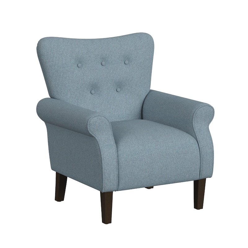 Mowo Accent Armchair, Classic Button Tufted Back, Blue Woven Fabric