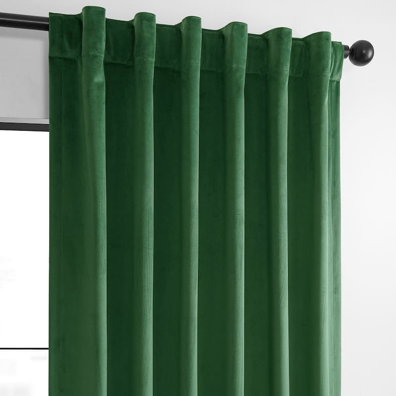 Exclusive Fabrics Basic Deluxe Velvet Room Darkening Curtain Pair - 2 Panels Window Curtains