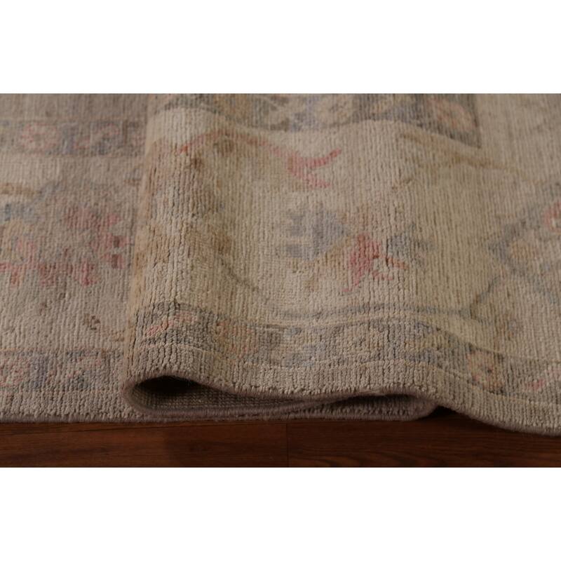 Floral Vegetable Dye Oushak Turkish Area Rug Handmade Wool Carpet - 8'8"x 11'9"