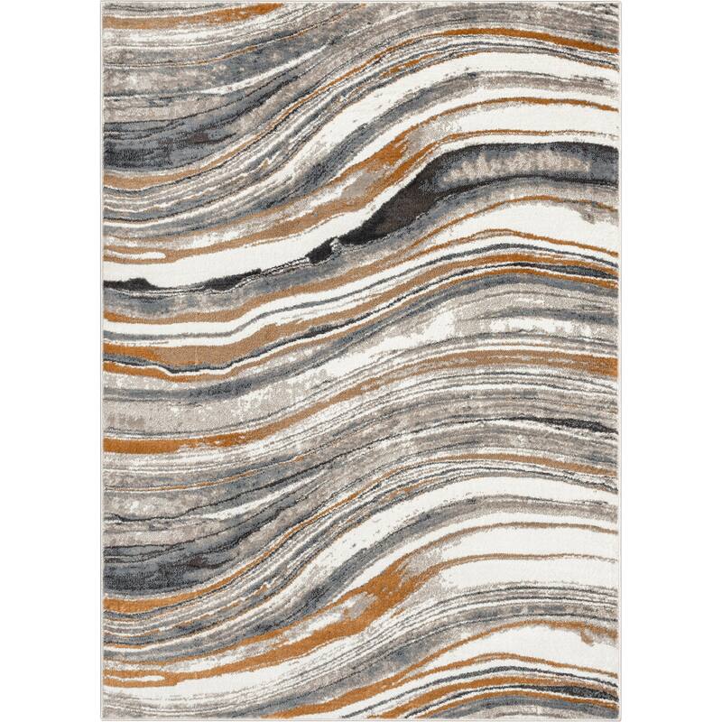 Well Woven Verity Davina Abstract Modern Area Rug - 7' 10" x 10' 6" - Grey Rust - Runner/Rectangle