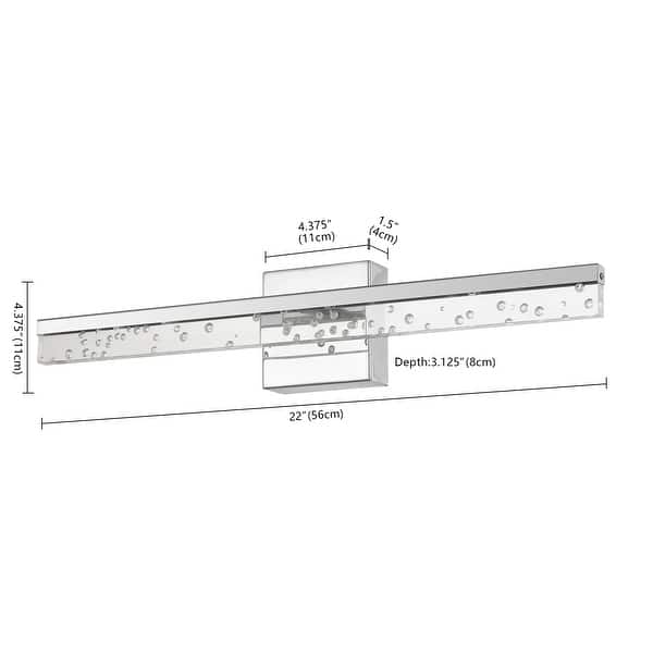 dimension image slide 0 of 4, JONATHAN Y Baxter 22" 1-Light Modern Contemporary 360-Degree Rotatable Iron/Seeded Acrylic Integrated LED Vanity Light