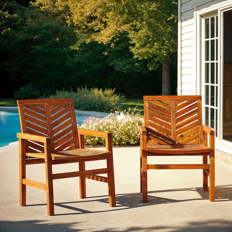 Middlebrook Acacia Wood Chevron Patio Chair (Set of 2) - Brown