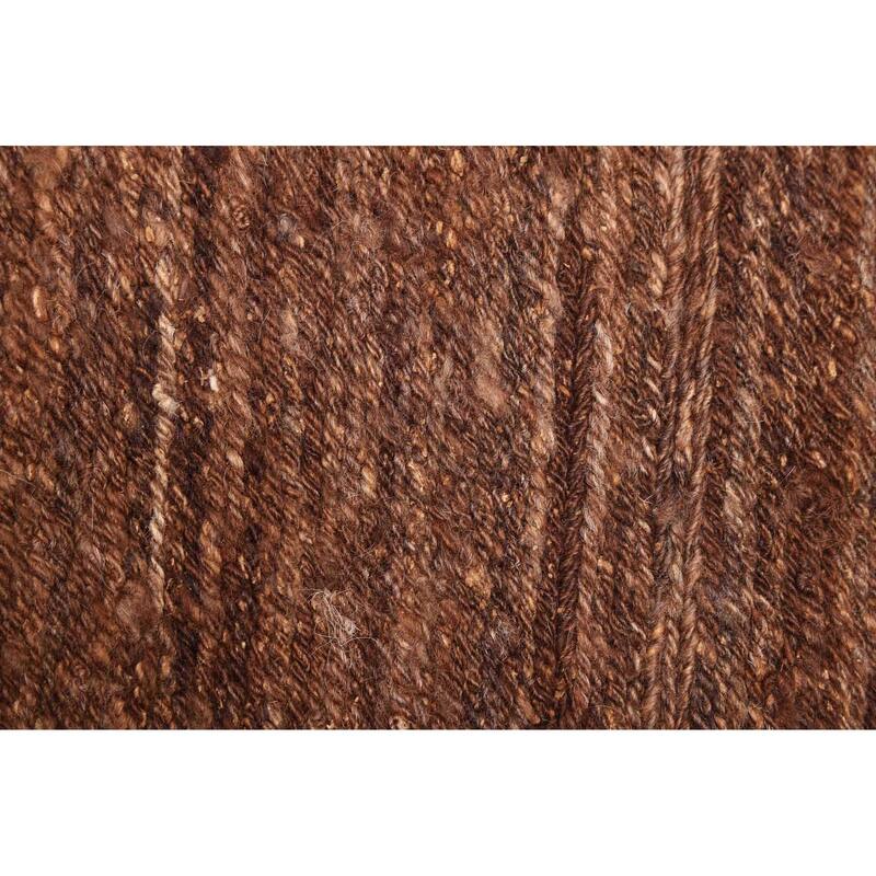 ECARPETGALLERY Flat-Weave Lahor Finest Dark Brown Wool Tapestry Kilim - 4'9 x 5'9
