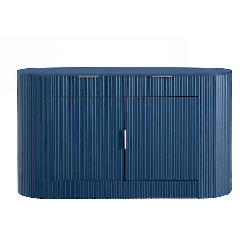 Modern Storage Cabinet, Stripe MDF Sideboard with Aluminum Handles